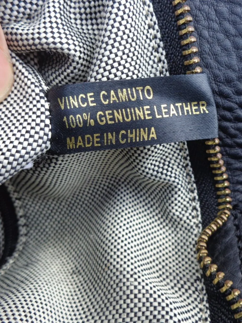 Vince Camuto Madox Black Backpack Genuine Leather Vertical Front Zip Pocket
